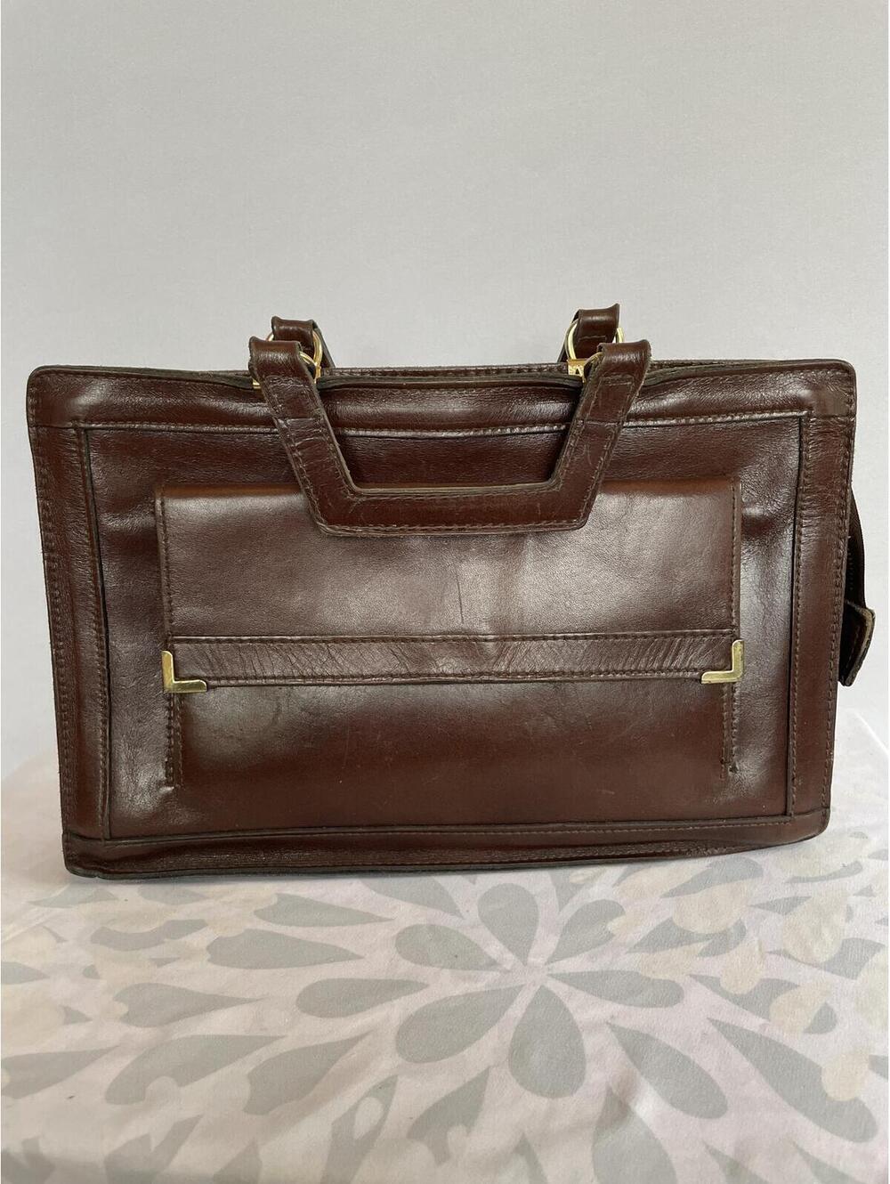 Vintage Brown Leather Top Handle Satchel Bag Equestrian Dark Academia Heritage